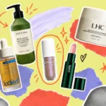 Scrapbook collage of Sudtana shampoo, Ludient ampoule, r.e.m. beauty eyeshadow, Ciele lip SPF, and Laced shampoo