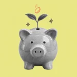 Illustration of a piggy bank with a sprout growing from its coin slot